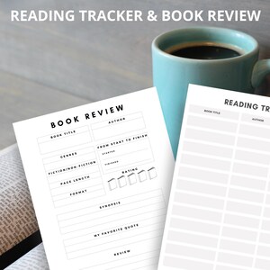 Reading Tracker & Book Review Journal, Printable and Digital Reading Log, A4 and US Letter PDF