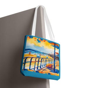 Oceaan draagtas | Stranddraagtas | Zomertas zonsondergang | Reistas voor haar | Canvas strandtas | Vakantiecadeau | Op surfen geïnspireerde tas