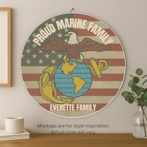 Marine Corps teken muur decor militaire display adelaar globe anker ontwerp Sempre Fi veteraan cadeau pensioen aanwezig patriottische kunst Home