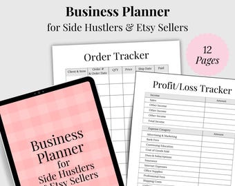 Modello stampabile per pianificatore aziendale, strumento di monitoraggio delle entrate per attività secondarie, Etsy, profitto del venditore, download digitale, strategia di marketing, vendite online