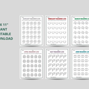 Kids Reading and Coloring Logs | Printable Set of 24 | Home & Teacher ...