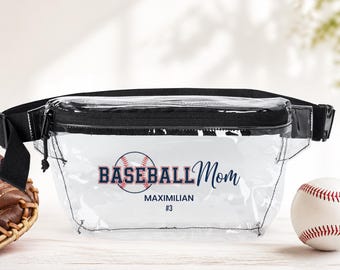 Regalo per la mamma di un giocatore di baseball, marsupio personalizzato per il giorno della partita, borsa da stadio trasparente per giocatore di baseball, marsupio trasparente da cintura, marsupio personalizzato