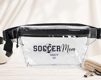 Riñonera personalizada para mamá futbolista, regalo personalizado, bolsa transparente para estadio, riñonera transparente para el día del partido, artículo esencial para padres deportistas.