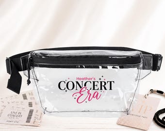 Marsupio personalizzato per concerti, regalo per festival, accessorio da donna, marsupio trasparente approvato per stadi, borsa a tracolla trasparente per eventi musicali