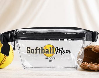 Softball Mom Gift Clear Fanny Pack Game Day Purse Sports Parent Stadium Approved Bag Personalized Belt Pouch Transparent Waist Carrier