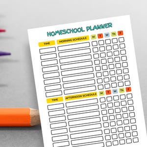 Homeschool Weekly Planner Printable Template Student Schedule Morning