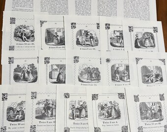 Authentisches Vintage Ephemera Papier - Collage Junk Journal - Viktorianische Illustrationen - Kleine Seiten