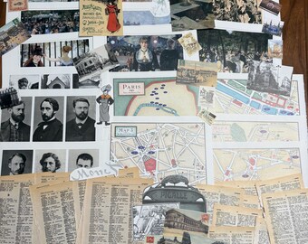 Vintage Paris Ephemera Pack - Collage Junk Journal Zubehör - Papierpackung
