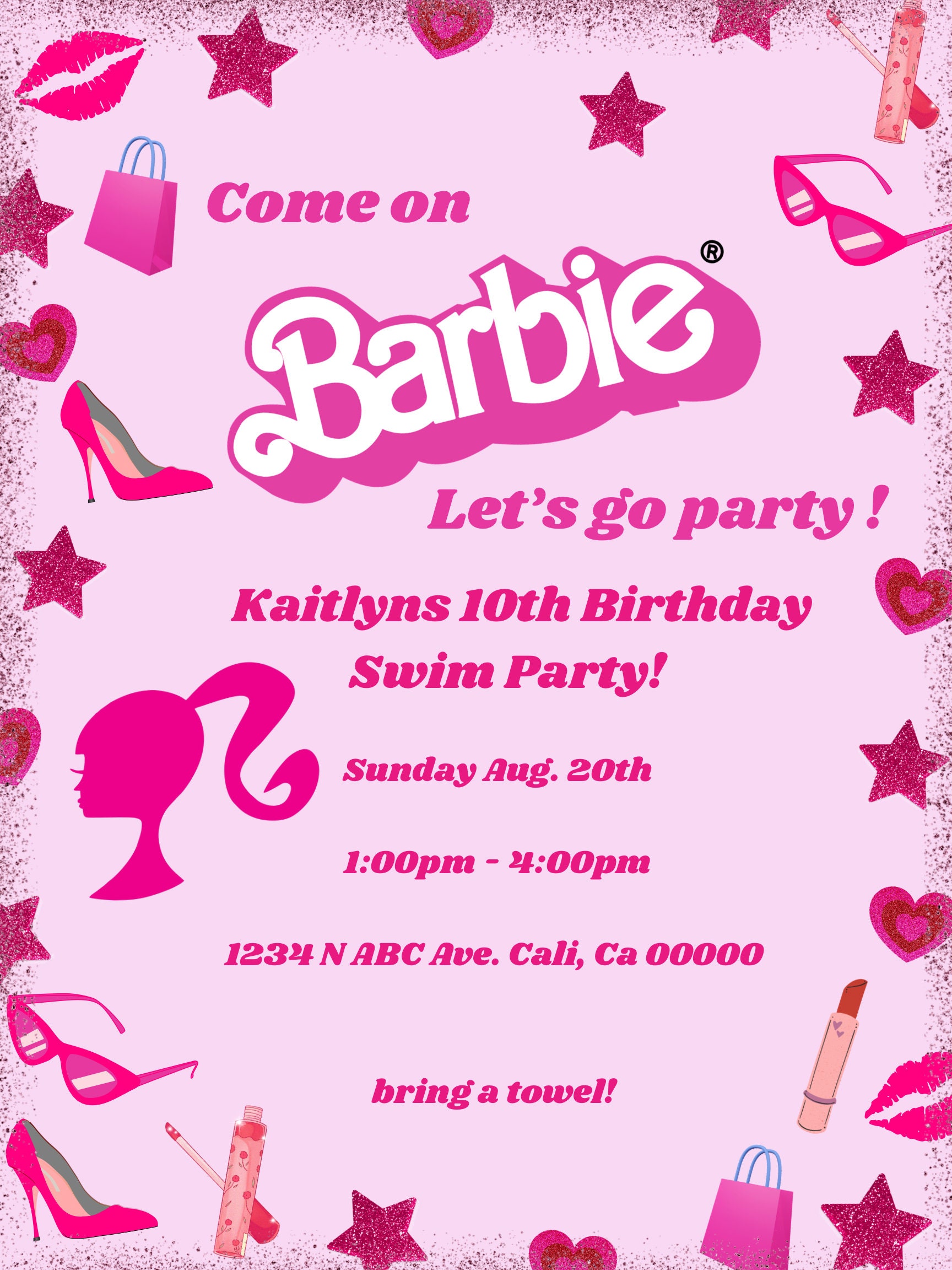 Barbie Birthday Invitation Etsy