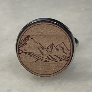 Mountain outline Cuff Links,Wooden Men&#39;s Gift, Wooden Cufflinks, Nature Gift