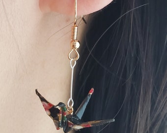 Origami Crane Earrings, Washi Paper Earrings, Origami Earrings, Dangling Earrings Women, Dangle Earrings For Women, Origami Jewelry