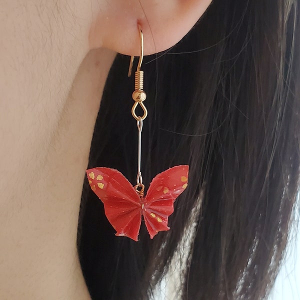Origami butterfly earrings, Valentines Day Gift Basket, Cute Japanese Style earrings, Paper butterfly earrings, Washi paper folded earrings