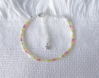 Rainbow Seed Bead Bracelet | Adjustable Pastel Beaded Bracelet with Gold or Silver Extender