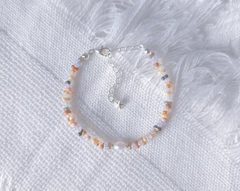 Neutral Fall Beaded Bracelet | Dainty Gold Filled Freshwater Pearl Autumn Jewelry