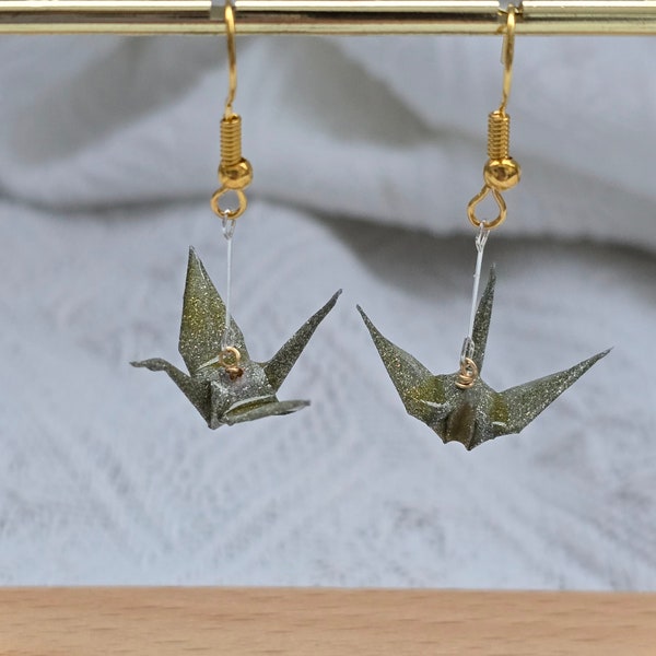 Origami Paper Crane Dangle Earrings, Paper Earrings Handmade, Fiancee Valentines Gift, New Mom Valentines Gift, Valentines Gift For Friends