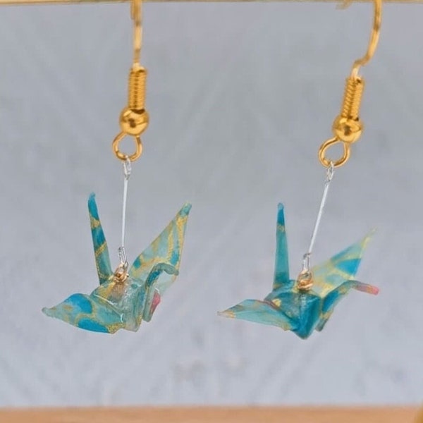 Origami Paper Crane Dangle Earrings, Paper Earrings Handmade, Paper Bird Jewelry, Mothersday Gift Idea, Silver Plated, Gold Plated Jewelry