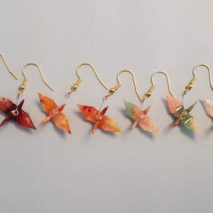 Colorful Origami Crane Drop Earrings | Japanese Washi Paper | Silver and Gold Plated | Customizable in Multiple Patterns and Colors!