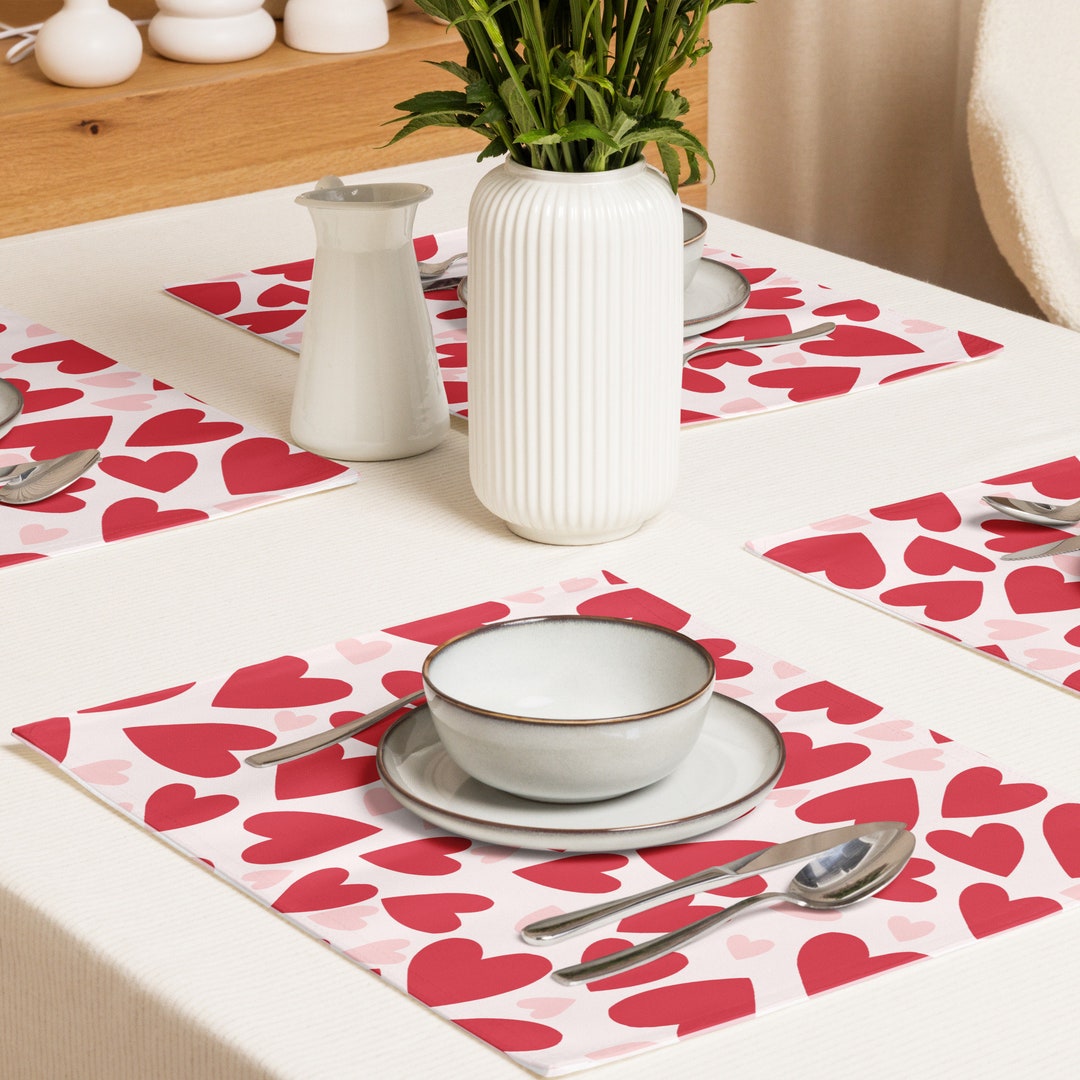 Placemat Set of 4 Lots of Hearts Etsy