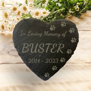 Memorial Slate Stone Slab Pet Dog Personalised Engraved Cat Grave Stone - Plaque Personalised Square Heart Stand Custom Keepsake Loss Gift