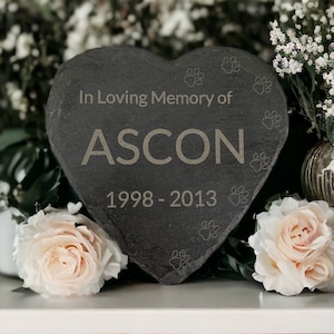 Memorial Slate Stone Slab Pet Dog Personalised Engraved Cat Grave Stone - Plaque Personalised Square Heart Stand Custom Keepsake Loss Gift