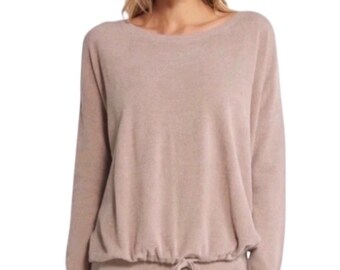 Sudadera holgada ultraligera Barefoot Dreams Faded Rose CozyChic, talla L para mujer