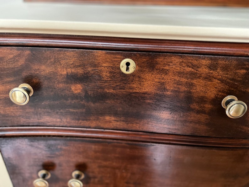 Antique Wood Dresser 3 Drawer Harp Mounted Mirror Etsy