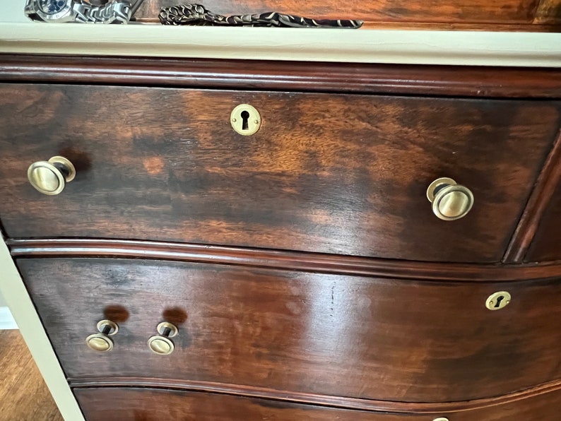 Antique Wood Dresser 3 Drawer Harp Mounted Mirror Etsy