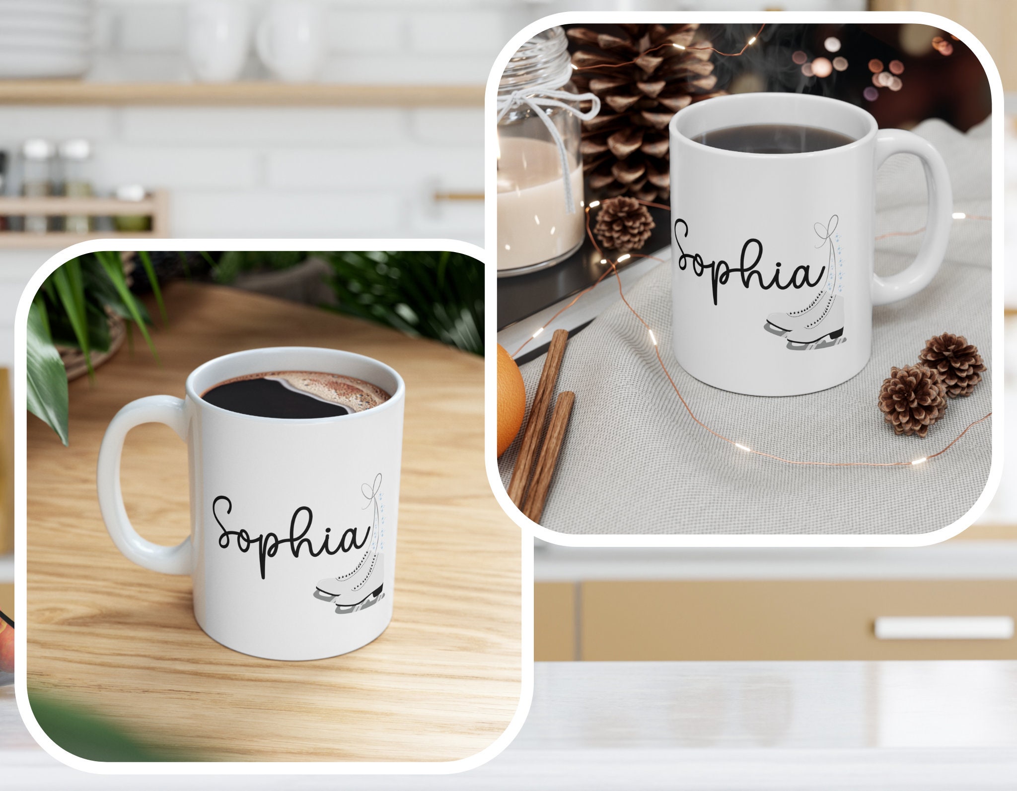 Personalized Name Figure Skating Coffee Mug, Custom Figure Skater Mug