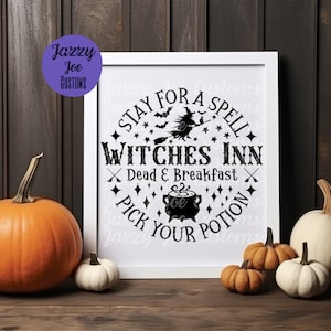 Witches Inn Dead & Breakfast png/jpg - Halloween - Witches - Salem - Digital File - Cricut - Silhouette
