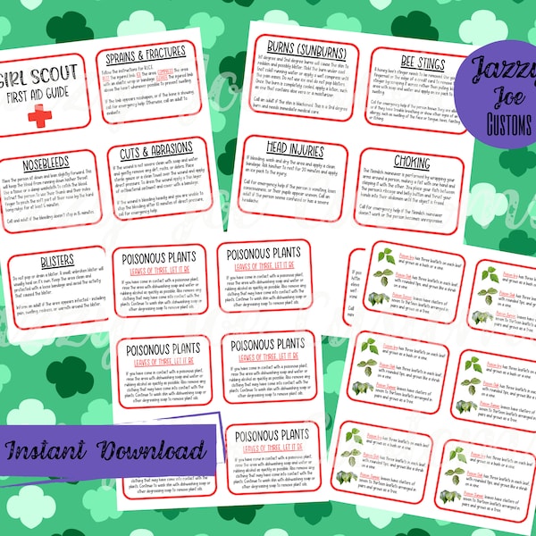 Girl Scouts First Aid and Poisonous Plant Guide 8.5"x11" PDF - First Aid Kit - Brownie First Aid Badge - Instant Download - Digital File