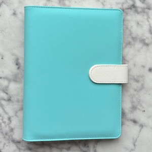 A5 Turquoise Blue Planner Binder: 6-Ring PU Leather Organizer