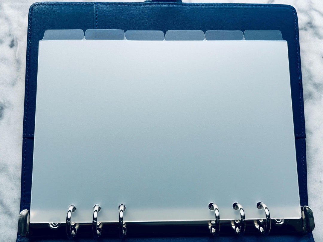 A5 Frosted Plastic Planner Dividers: 6-Ring Binder with Stickers