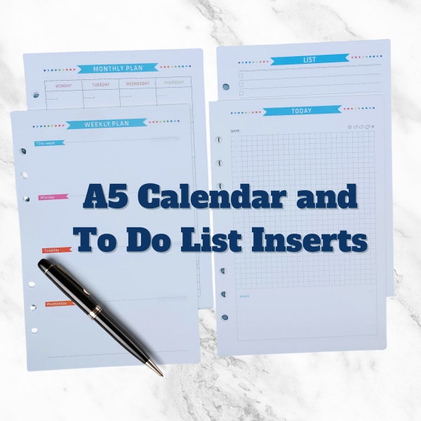 Stylish A5 Planner Inserts: 40 Page Packs for Daily, Weekly, and Monthly Planning