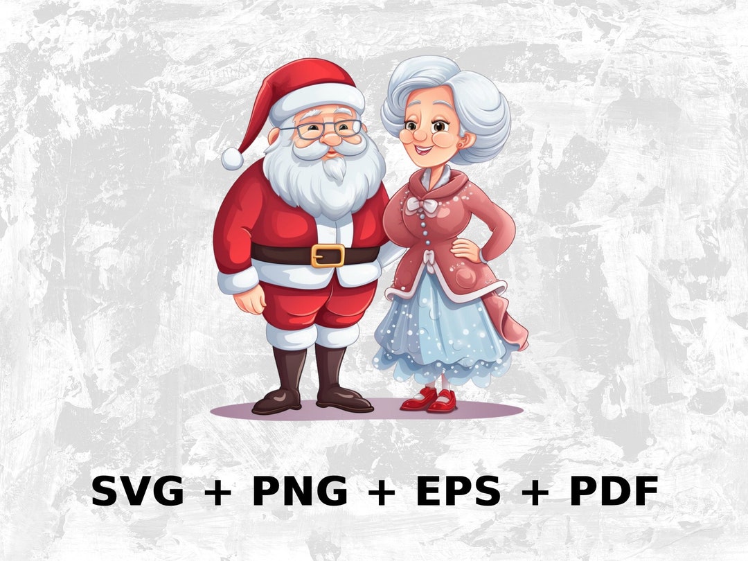 Cartoon Santa and Ms. Claus - SVG PNG EPS, Commercial Use Clipart ...