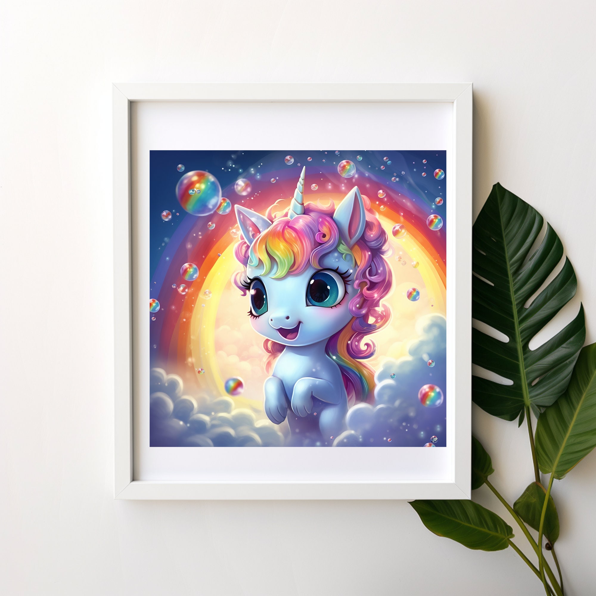 Rainbow Unicorn Digital Prints, Rainbow Printable Wall Art, Baby ...