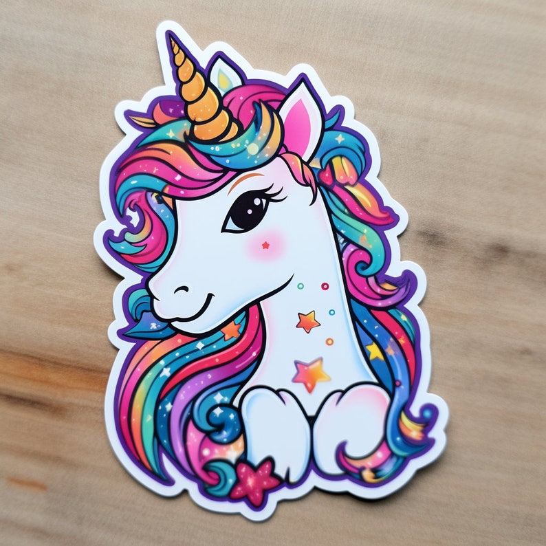 Rainbow Unicorn Printable Stickers, Rainbow Unicorn Clip Art, Unicorn Clip Art Bundle, DIY ...