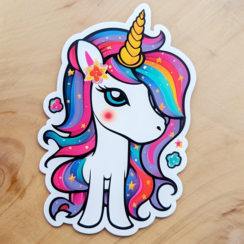 Rainbow Unicorn Printable Stickers, Rainbow Unicorn Clip Art, Unicorn