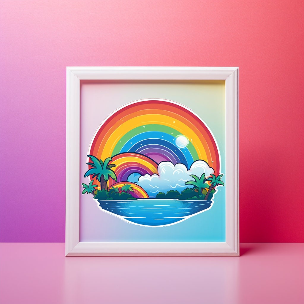 Kids Rainbow Printable Stickers & Wall Decals School Art Etsy