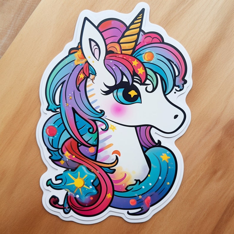 Rainbow Unicorn Printable Stickers, Rainbow Unicorn Clip Art, Unicorn