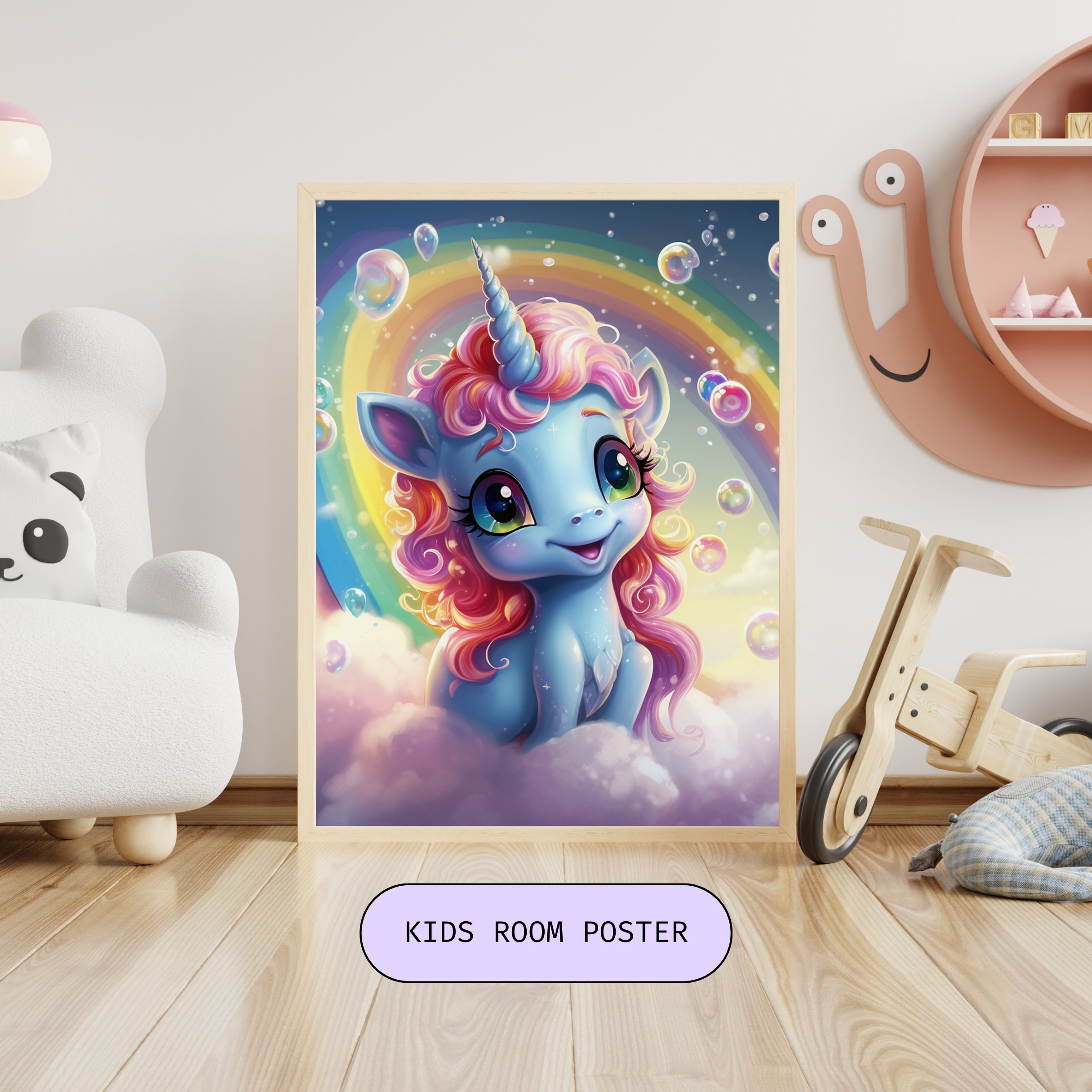 Rainbow Unicorn Digital Prints, Rainbow Printable Wall Art, Baby ...