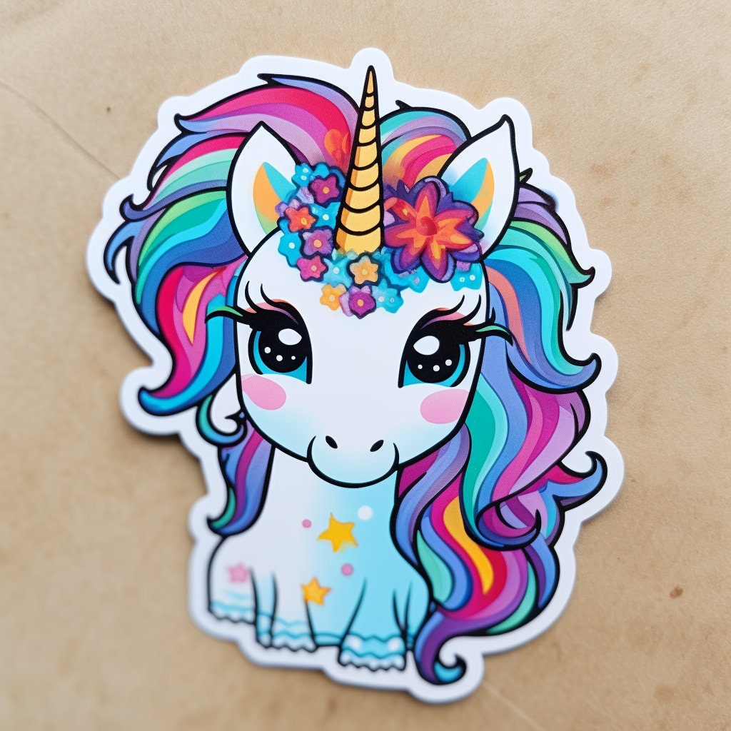 Rainbow Unicorn Printable Stickers, Rainbow Unicorn Clip Art, Unicorn