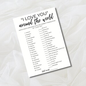 I Love You Around The World | Bridal Shower Game | Wedding Shower Game | Printable Game | Digital Bridal Shower Game | Instant Download