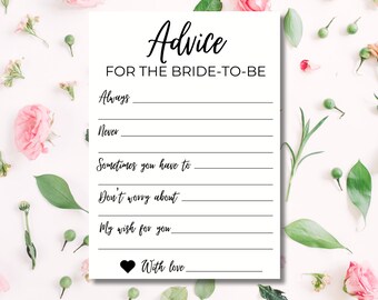 Advice For The Bride-To-Be | Bridal Shower Game | Wedding Shower Game | Printable Game | Digital Bridal Shower Game | Instant Download