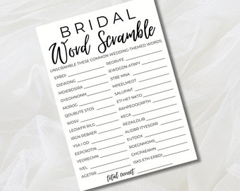 Word Scramble Bridal Shower Game Minimalist Bridal Shower Game Bridal ...