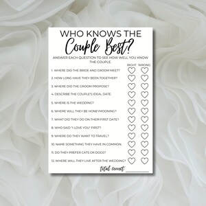 Who Knows The Couple Best | Bridal Shower Game | Wedding Shower Game | Printable Game | Digital Bridal Shower Game | Instant Download