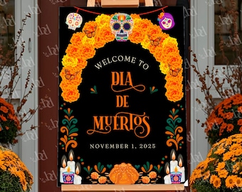 Day of the Dead Welcome Sign, Editable Dia de Muertos Poster (Digital Download)