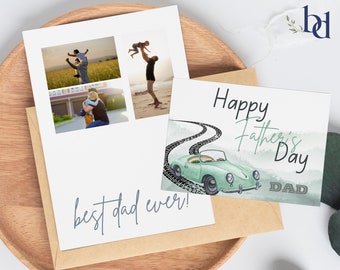 Plantilla personalizada para tarjeta del Día del Padre con foto, imprimible (descarga digital)