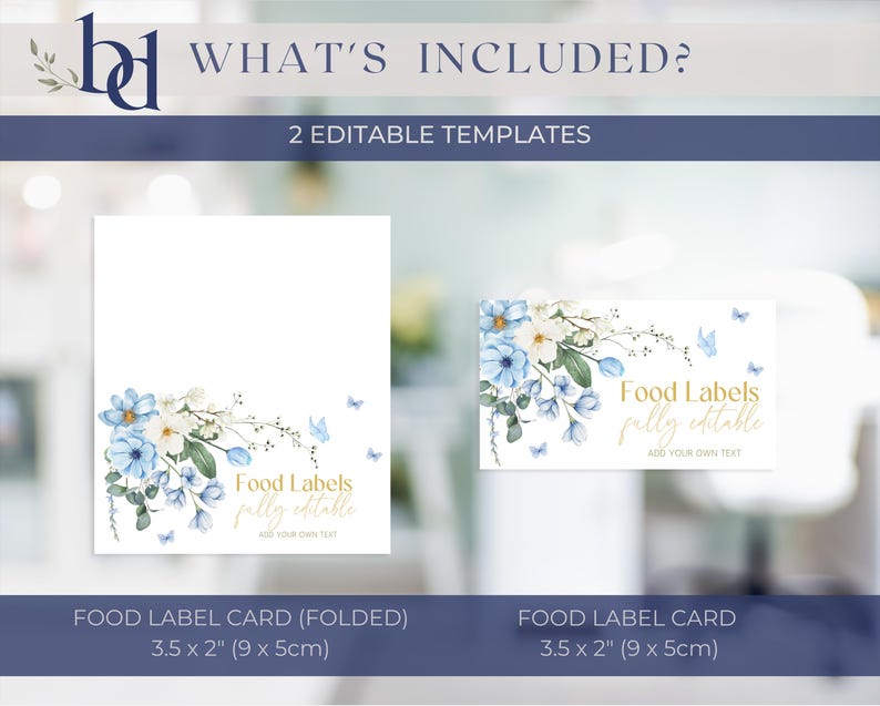 Blue Baby in Bloom Food Labels Template, Editable & Printable Blue ...