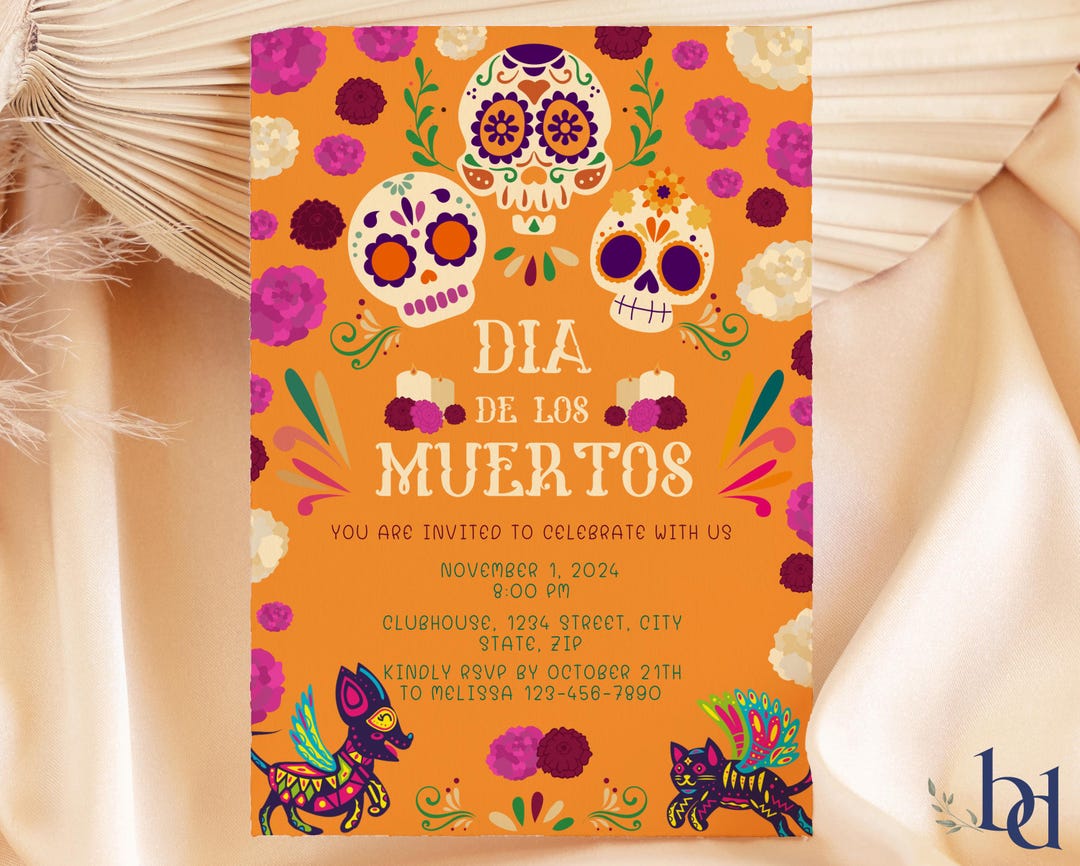 Day of the Dead Invitation Template, Día De Los Muertos Invite