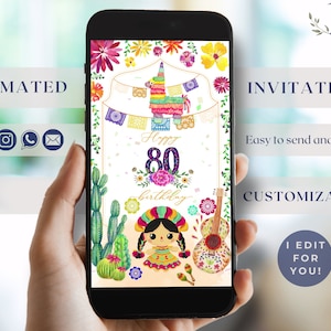 Mexican birthday Video Invitation, Animated Mexican Birthday invitation, Mexican Theme Video Invite, any age, also Spanish version.